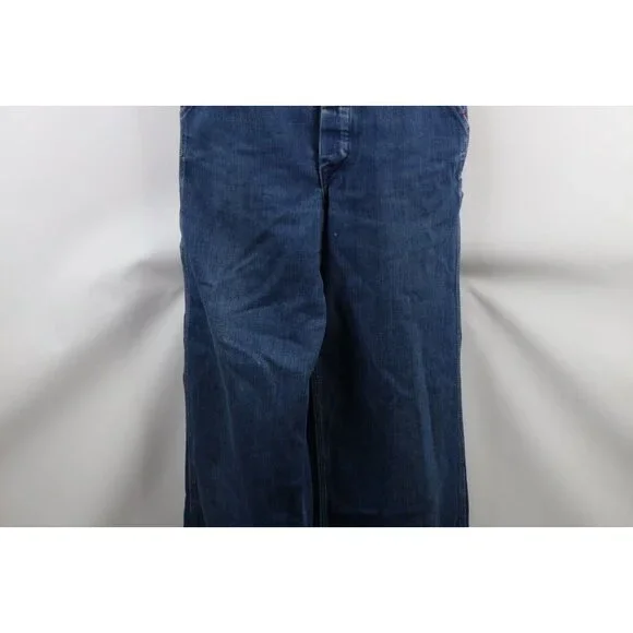 Vintage 60s 70s Big Mac Mens 30x32 Distressed Square Bak Denim Overalls Bibs USA